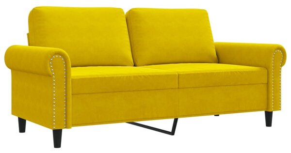 Kétszemélyes sárga bársony kanapé 140 cm
