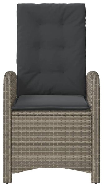 Szürke polyrattan dönthető kerti szék párnákkal