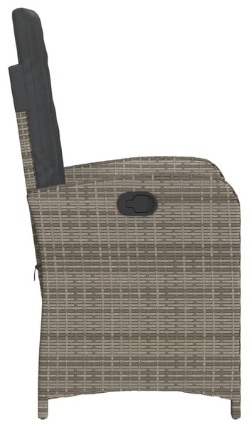 Szürke polyrattan dönthető kerti szék párnákkal