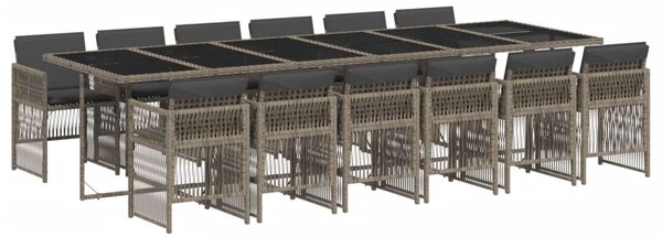 13 részes szürke polyrattan kerti ülőgarnitúra párnákkal