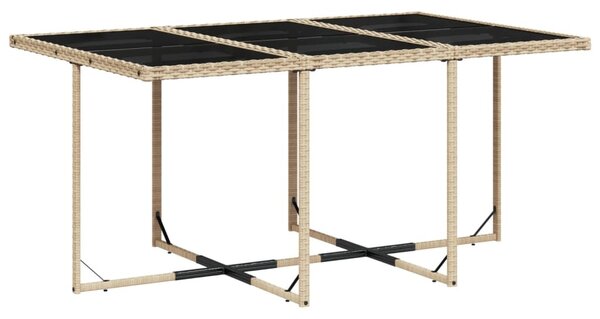 7 részes vegyes bézs polyrattan kerti étkezőgarnitúra párnákkal