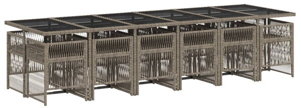 13 részes szürke polyrattan kerti ülőgarnitúra párnákkal