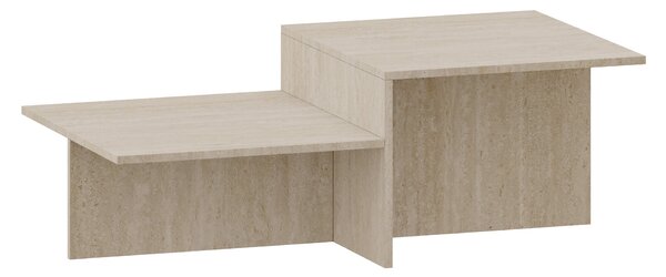 Dohányzóasztal Taniena dupla asztallappal 100x55x35 cm travertin [en.casa]
