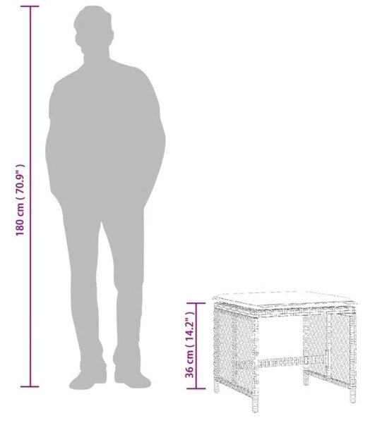 4 db barna polyrattan kerti szék párnával 41 x 41 x 36 cm