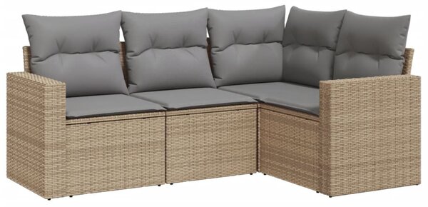 4 részes bézs polyrattan kerti ülőgarnitúra párnákkal