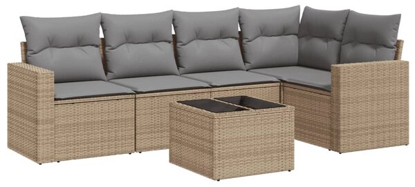 6 részes bézs polyrattan kerti ülőgarnitúra párnával