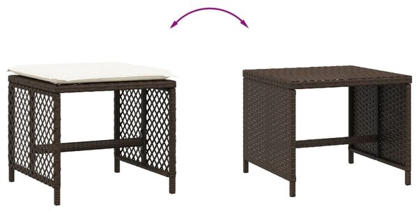 4 db barna polyrattan kerti szék párnával 41 x 41 x 36 cm