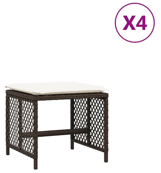 4 db barna polyrattan kerti szék párnával 41 x 41 x 36 cm
