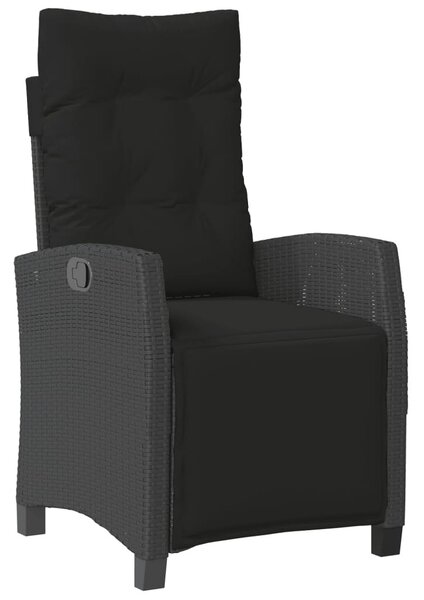 9 részes fekete polyrattan kerti étkezőgarnitúra párnákkal