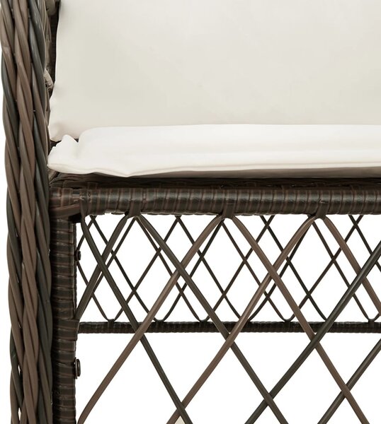 7 részes barna polyrattan kerti étkezőgarnitúra párnával