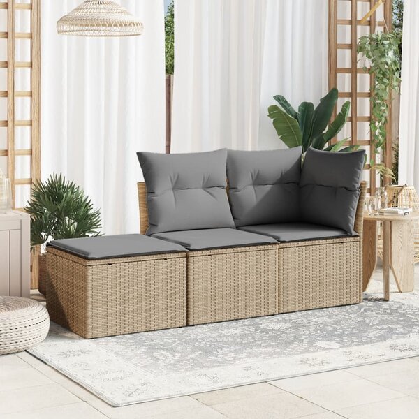 Bézs polyrattan kerti szék párnával 55 x 55 x 37 cm