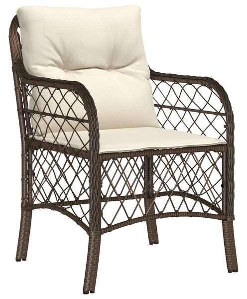 3 részes barna polyrattan bisztrógarnitúra párnákkal