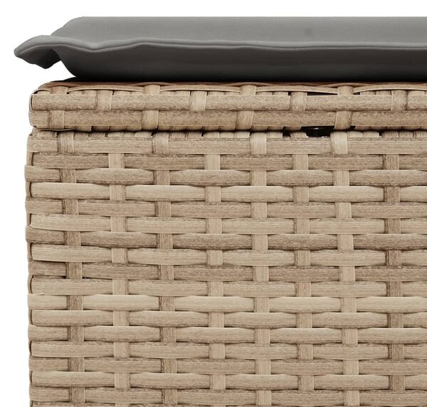 Bézs polyrattan kerti szék párnával 55 x 55 x 37 cm