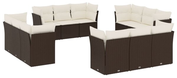 12 részes barna polyrattan kerti ülőgarnitúra párnákkal