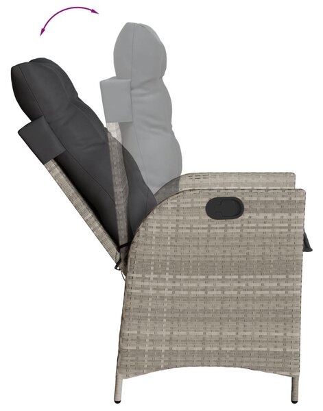 9részes világosszürke polyrattan kerti étkezőgarnitúra párnával