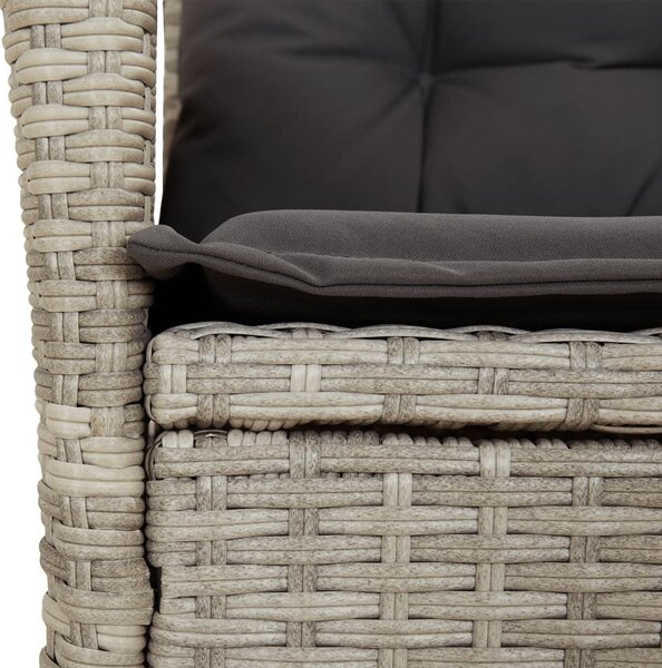 9részes világosszürke polyrattan kerti étkezőgarnitúra párnával