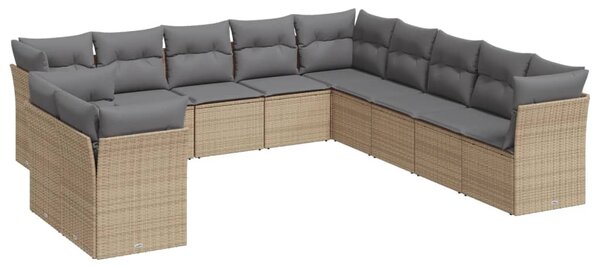 11 részes bézs polyrattan kerti ülőgarnitúra párnákkal