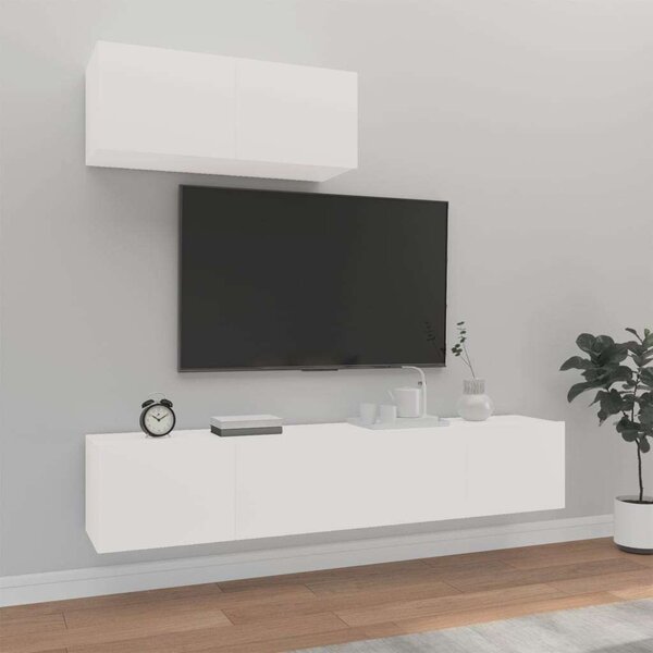 VidaXL Falra Szerelhető TV Szekrény Szett - Fehér - 3 részes