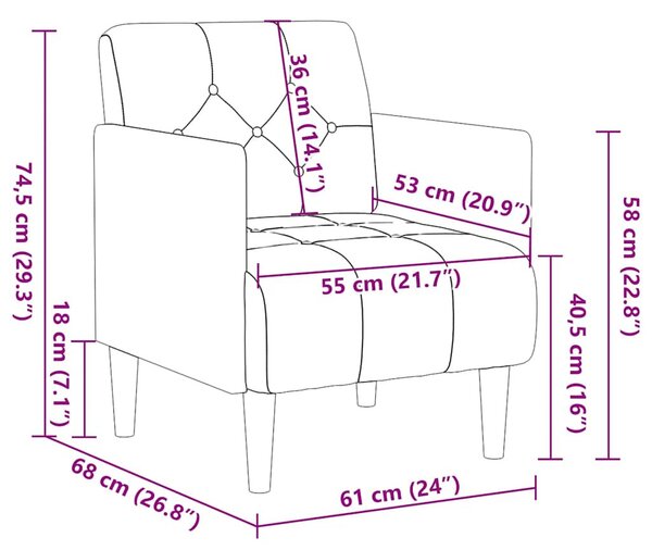 Barna bársony kanapészék karfás szék 55 cm