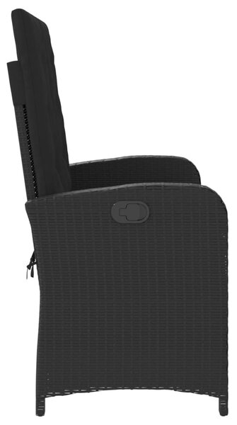 Fekete polyrattan dönthető kerti pad párnával