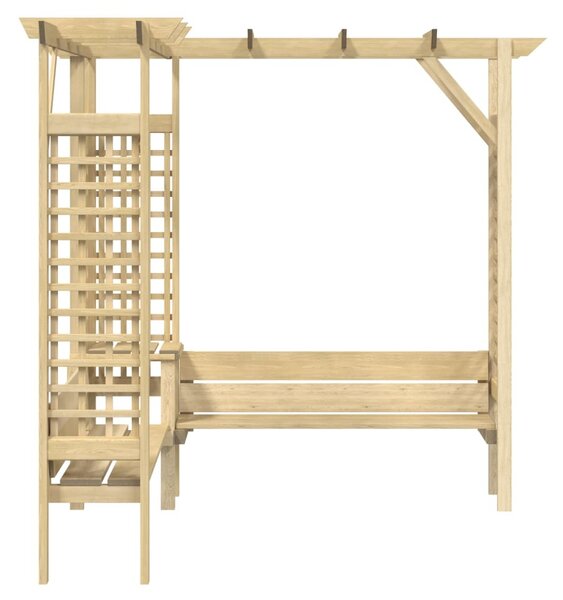 Impregnált fenyőfa sarokpergola paddal