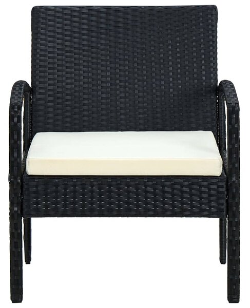 Fekete polyrattan kerti szék párnával