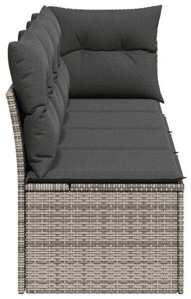 4 személyes szürke polyrattan kerti kanapé párnával