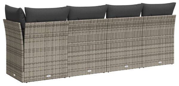 4 személyes szürke polyrattan kerti kanapé párnával