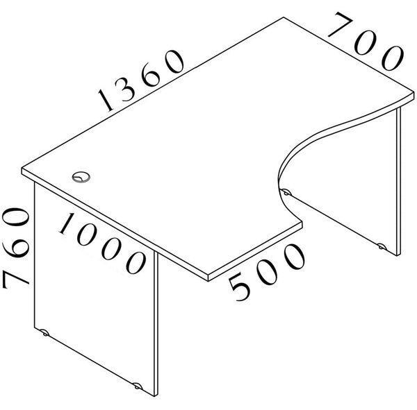 Visio LUX ergonomikus asztal 136 x 100 cm, bal, tölgy