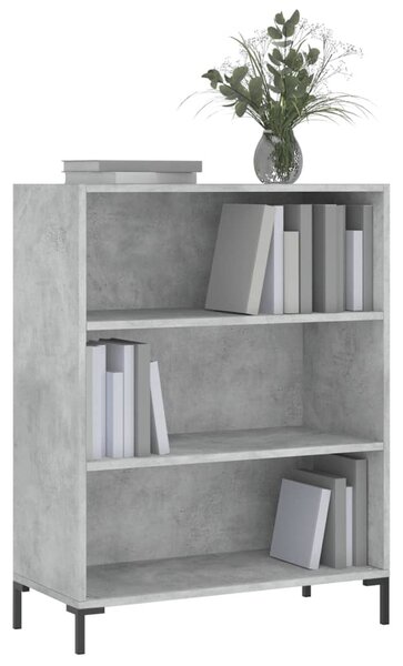Betonszürke szerelt fa könyvespolc 69,5 x 32,5 x 90 cm