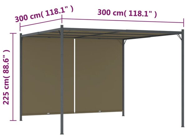 VidaXL tópszínű kerti pavilon behúzható tetővel 3 x 3 m 180 g/m²