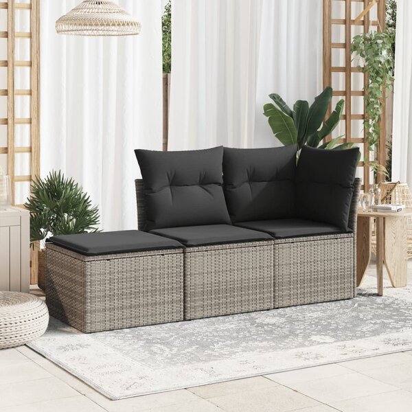 Szürke polyrattan kerti szék párnával 55 x 55 x 37 cm
