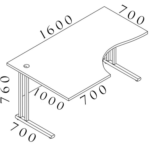Visio LUX ergonomikus asztal 160 x 100 cm, bal, tölgy