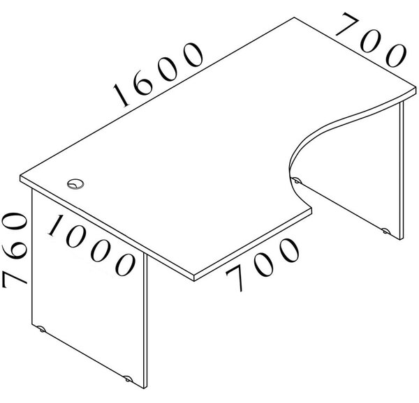 Visio LUX ergonomikus asztal 160 x 100 cm, bal, tölgy