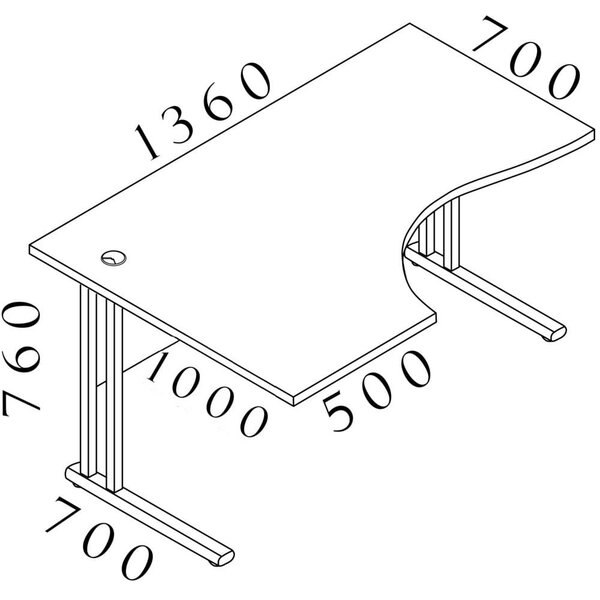 Visio LUX ergonomikus asztal 136 x 100 cm, bal, tölgy
