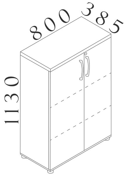 Visio LUX közepes szekrény 80 x 38,5 x 113 cm, dió
