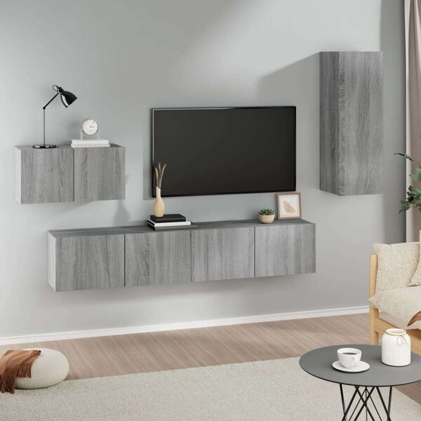 VidaXL Falra Szerelhető TV Szekrény Szett - Sonoma Szürke - 4 Rész