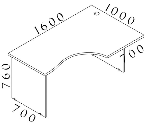 Visio LUX ergonomikus asztal 160 x 100 cm, jobb, dió