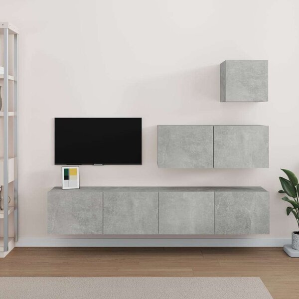 VidaXL Falra Szerelhető TV Szekrény Szett - Betonszürke - 4 részes