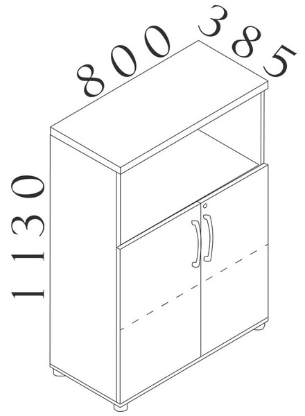 Visio LUX közepes szekrény 80 x 38,5 x 113 cm, dió