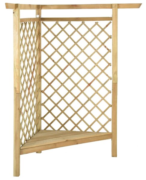 Impregnált fenyőfa sarokpergola paddal 166 x 81 x 174 cm