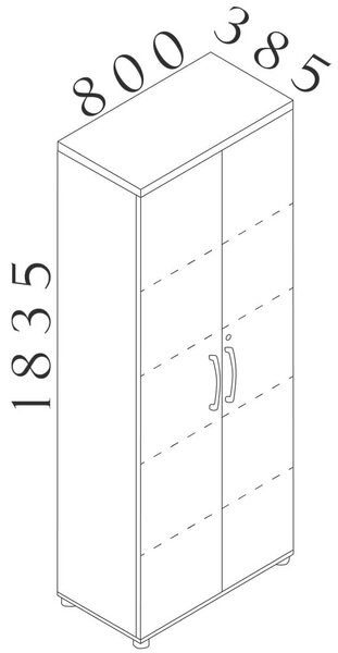 Magas szekrény Visio LUX 80 x 38,5 x 183,5 cm, dió