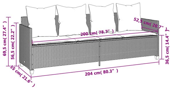 Bézs polyrattan napozóágy párnával