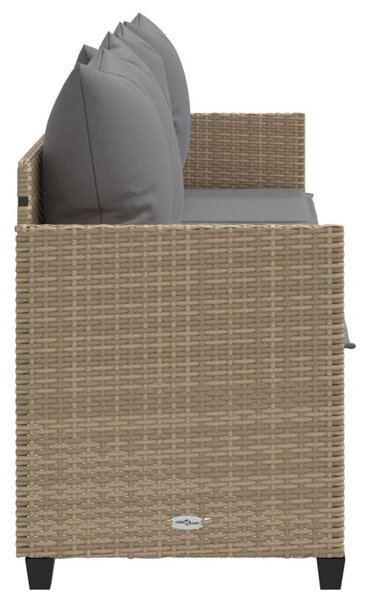 Bézs polyrattan napozóágy párnával