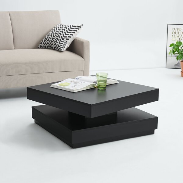 En.casa Dohányzóasztal forgatható asztallappal Florenz 76x76x38 cm Fekete
