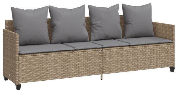 Bézs polyrattan napozóágy párnával