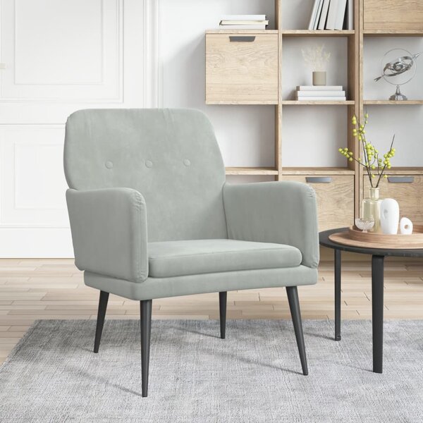 VidaXL világosszürke bársonyfotel 62 x 79 x 79 cm