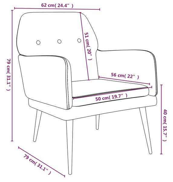 VidaXL sárga bársonyfotel 62x79x79 cm
