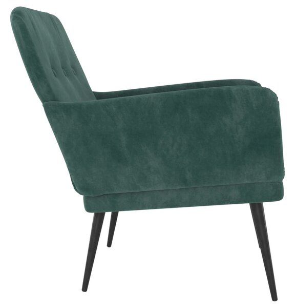 Sötétzöld bársonyfotel 62x79x79 cm