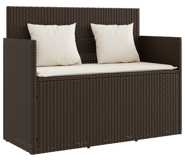 Barna polyrattan kerti pad párnákkal